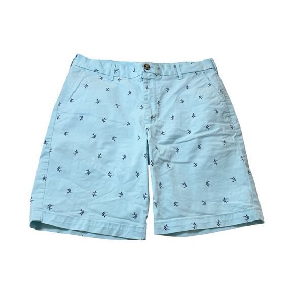 Izod Saltwater Stretch‎ Men’s Chino Shorts Size 32 Blue Allover Swordfish Print - Picture 1 of 5